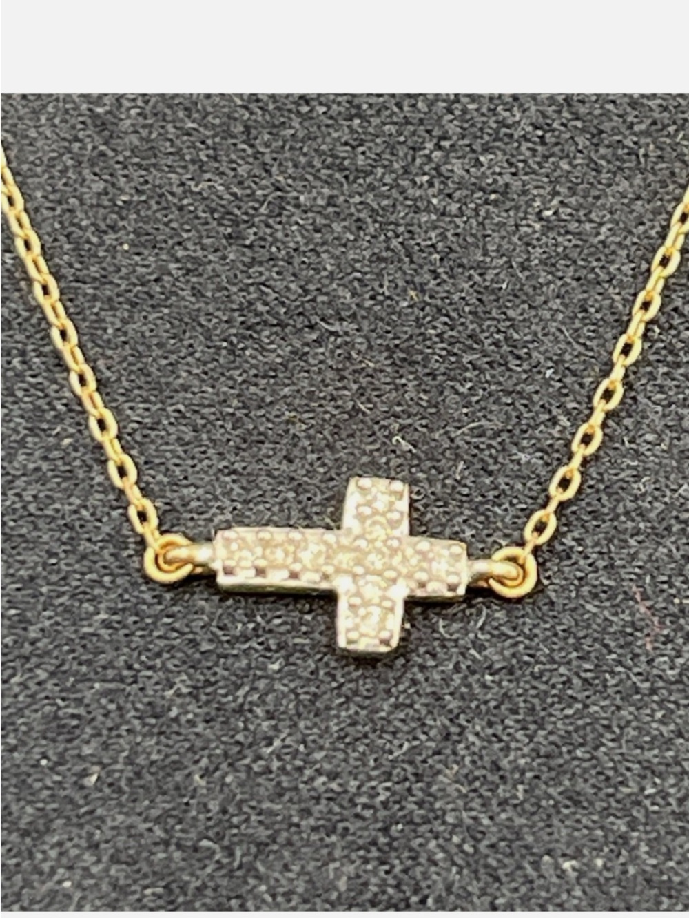 Adina Reyter Delicate Side Cross set with Pave Diamonds on 14K Necklace - Picture 4 of 5